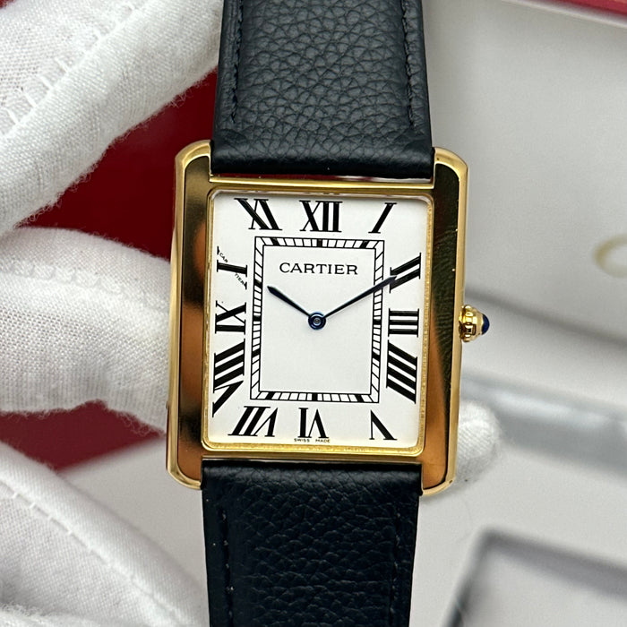 Cartier Ballon Tank Gold Case – Classic Leather Strap Luxury Watch