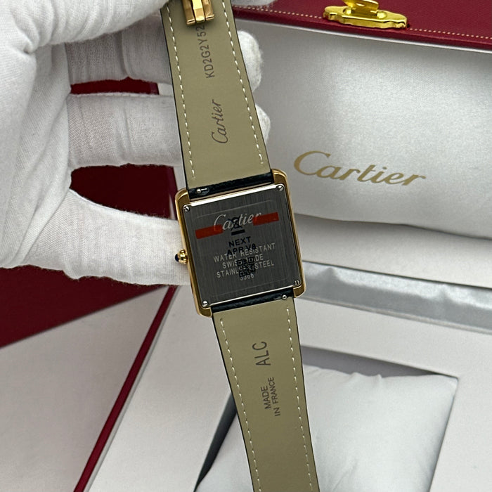 Cartier Ballon Tank Gold Case – Classic Leather Strap Luxury Watch