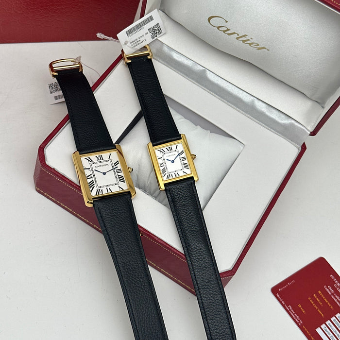 Cartier Ballon Tank Gold Case – Classic Leather Strap Luxury Watch