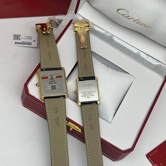 Cartier Ballon Tank Gold Case – Classic Leather Strap Luxury Watch