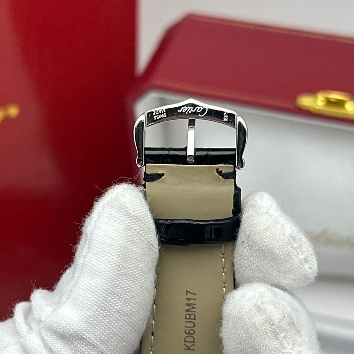 Cartier Tank Style Stainless Steel 34MM – White Dial Classic Leather Watch