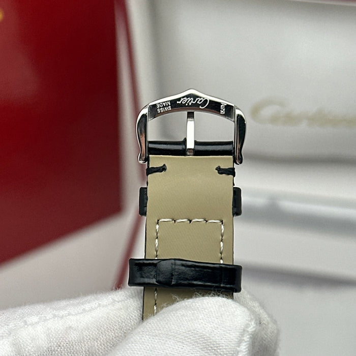 Cartier Tank Style Stainless Steel – White Dial Classic Leather Watch