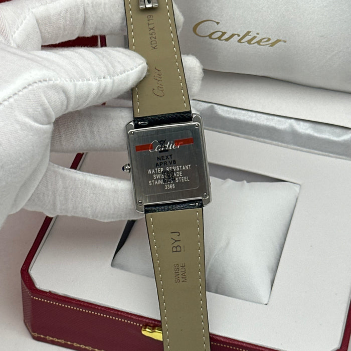 Cartier Tank Style Diamond Bezel – Stainless Steel Luxury Watch
