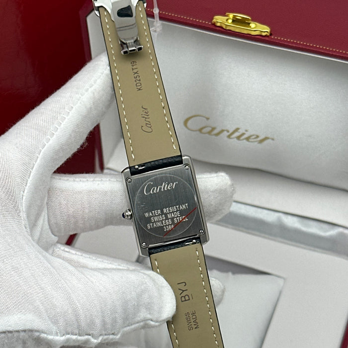 Cartier Tank Style Diamond Bezel – Stainless Steel Luxury Watch