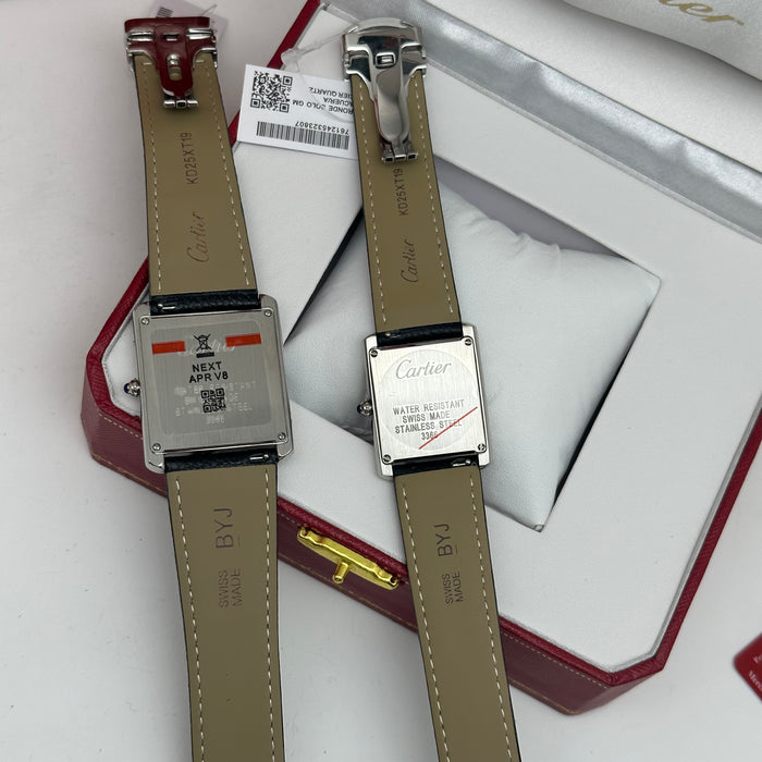 Cartier Tank Style Diamond Bezel – Stainless Steel Luxury Watch