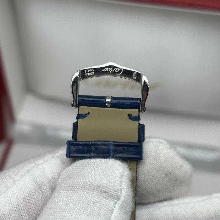 Cartier Tank Style Stainless Steel 22MM – Blue Leather Strap Luxury Watch