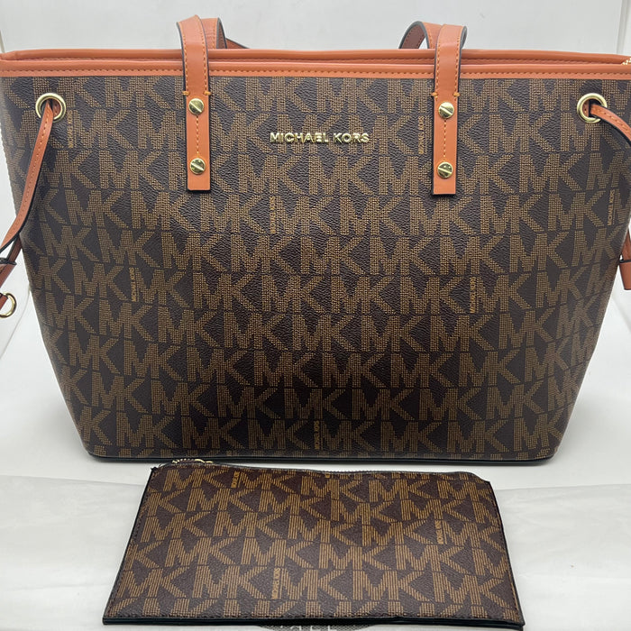 Michael Kors MK Tote Bag Set – Large Shoulder Bag with Matching Pouch