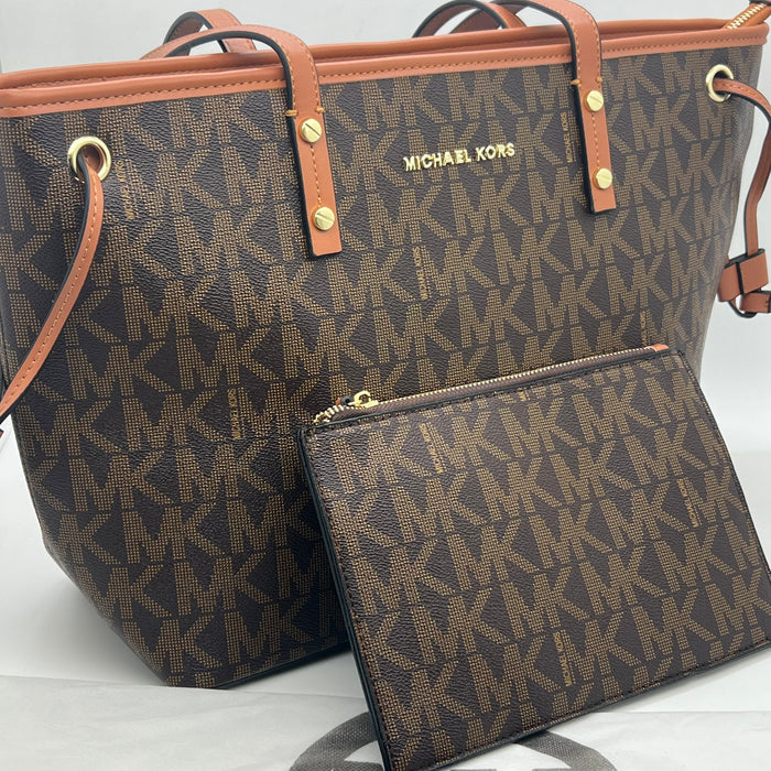 Michael Kors MK Tote Bag Set – Large Shoulder Bag with Matching Pouch