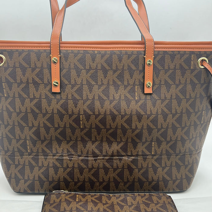 Michael Kors MK Tote Bag Set – Large Shoulder Bag with Matching Pouch