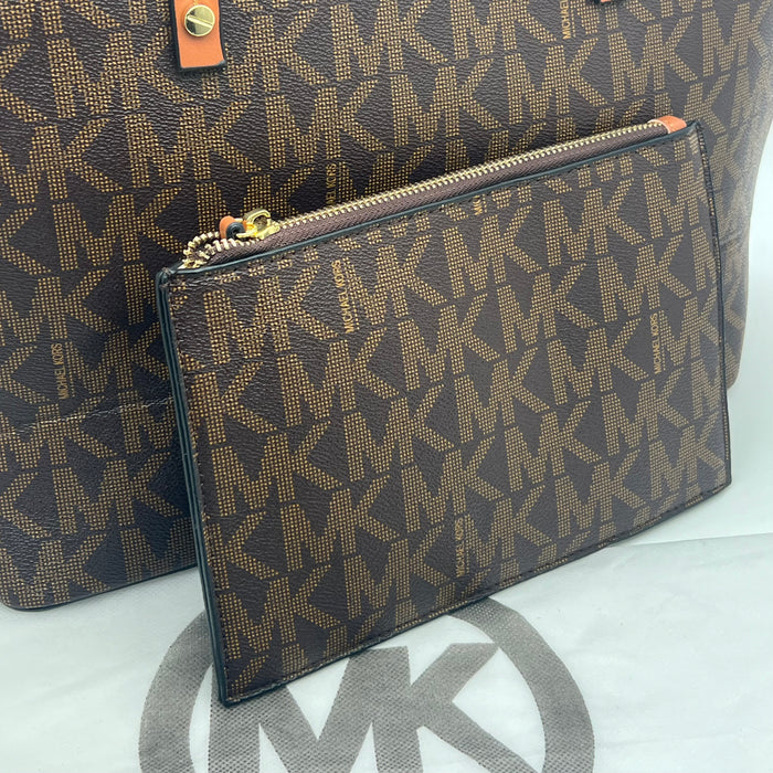 Michael Kors MK Tote Bag Set – Large Shoulder Bag with Matching Pouch