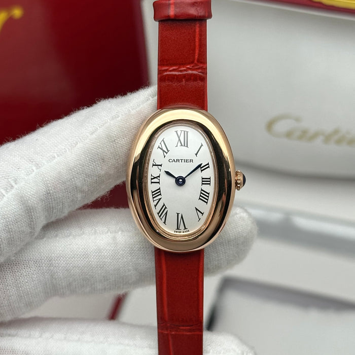 Cartier Baignoire Style Mini Gold 24MM – Red Strap Edition