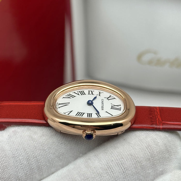 Cartier Baignoire Style Mini Gold 24MM – Red Strap Edition