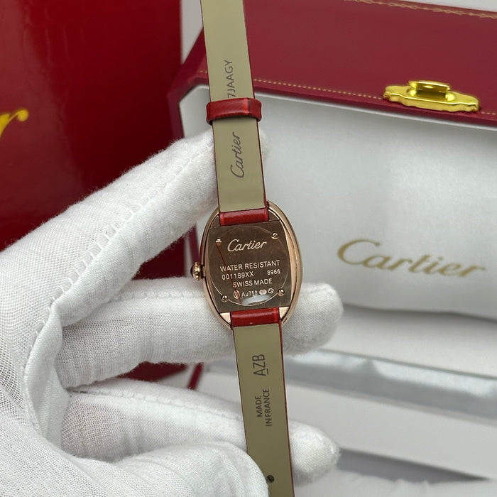 Cartier Baignoire Style Mini Gold 24MM – Red Strap Edition