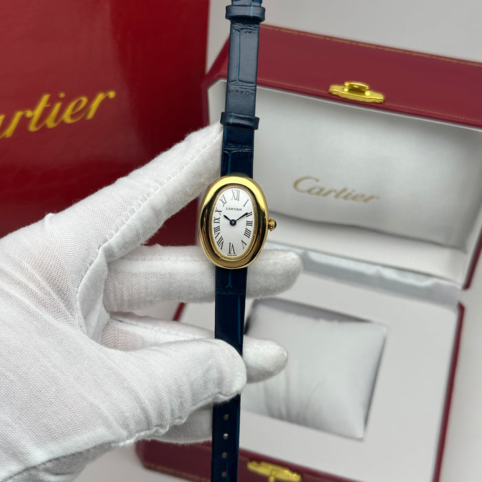 Cartier Baignoire Style Mini Gold 24MM – Blue Strap Edition