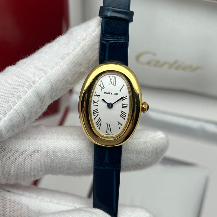 Cartier Baignoire Style Mini Gold 24MM – Blue Strap Edition