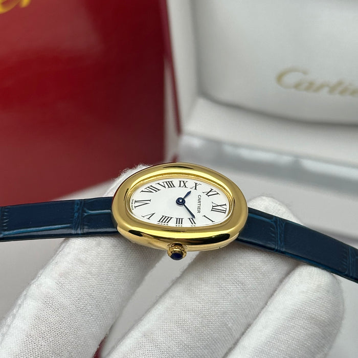 Cartier Baignoire Style Mini Gold 24MM – Blue Strap Edition