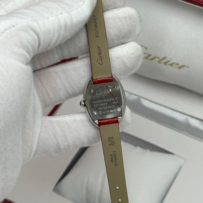 Cartier Baignoire Style Mini Silver 24MM – Red Strap Edition