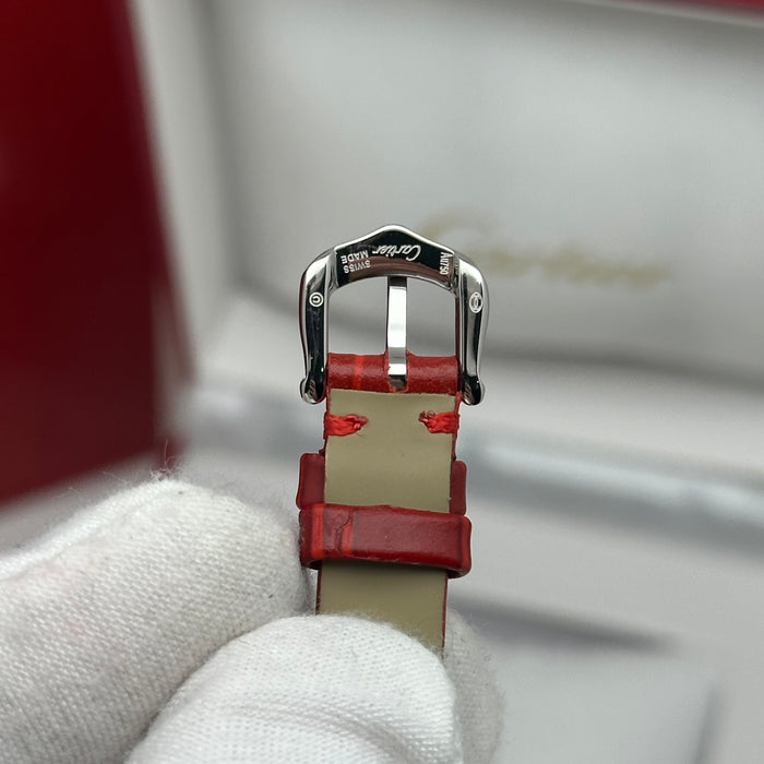 Cartier Baignoire Style Mini Silver 24MM – Red Strap Edition