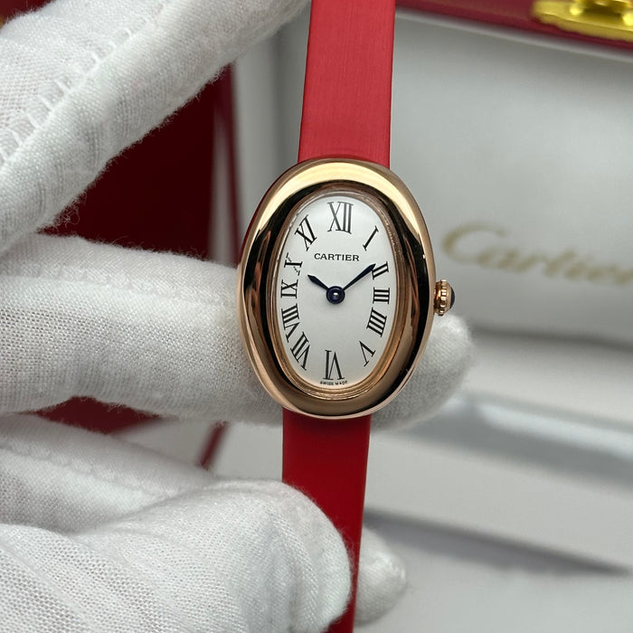 Cartier Baignoire Mini Gold Watch 24MM – Red Strap Edition