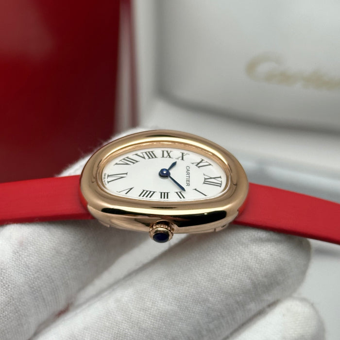 Cartier Baignoire Mini Gold Watch 24MM – Red Strap Edition
