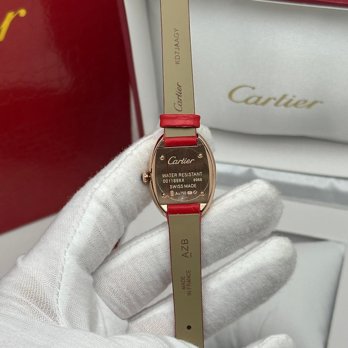 Cartier Baignoire Mini Gold Watch 24MM – Red Strap Edition