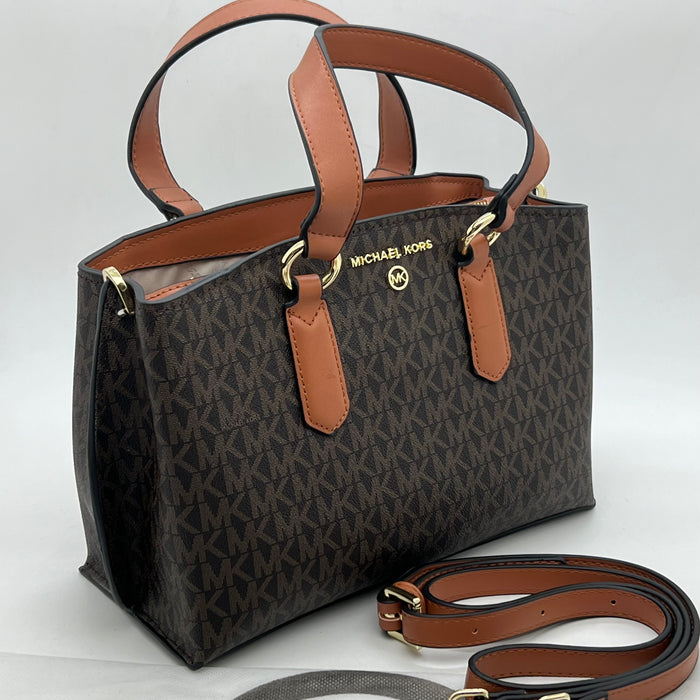 Michael Kors Signature Medium Satchel Bag – MK Logo | Crossbody Strap