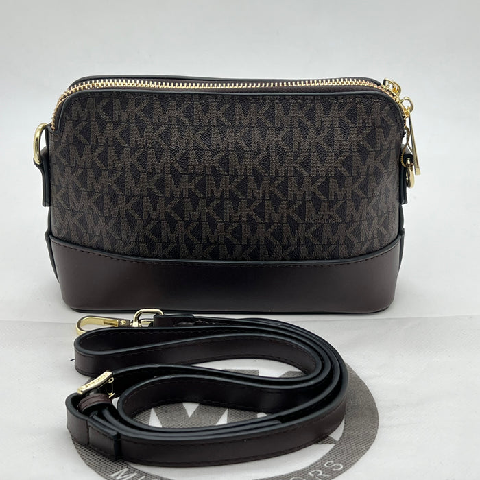 Michael Kors Signature Crossbody Bag – Double Zip MK Logo | Compact Shoulder Bag