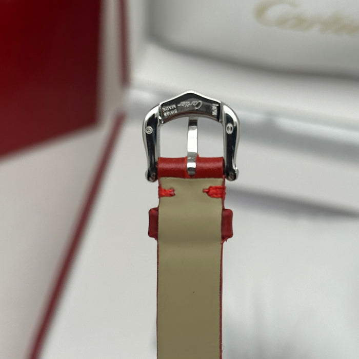 Cartier Baignoire Diamond Bezel 24MM – Red Strap Edition