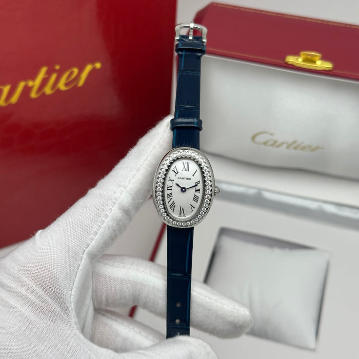 Cartier Baignoire Diamond Bezel 24MM – Blue Strap Edition