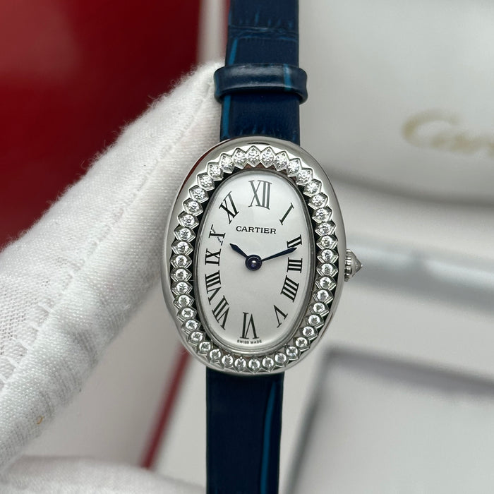 Cartier Baignoire Diamond Bezel 24MM – Blue Strap Edition