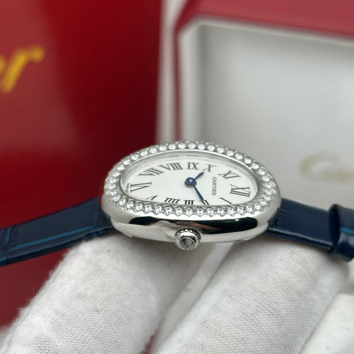 Cartier Baignoire Diamond Bezel 24MM – Blue Strap Edition