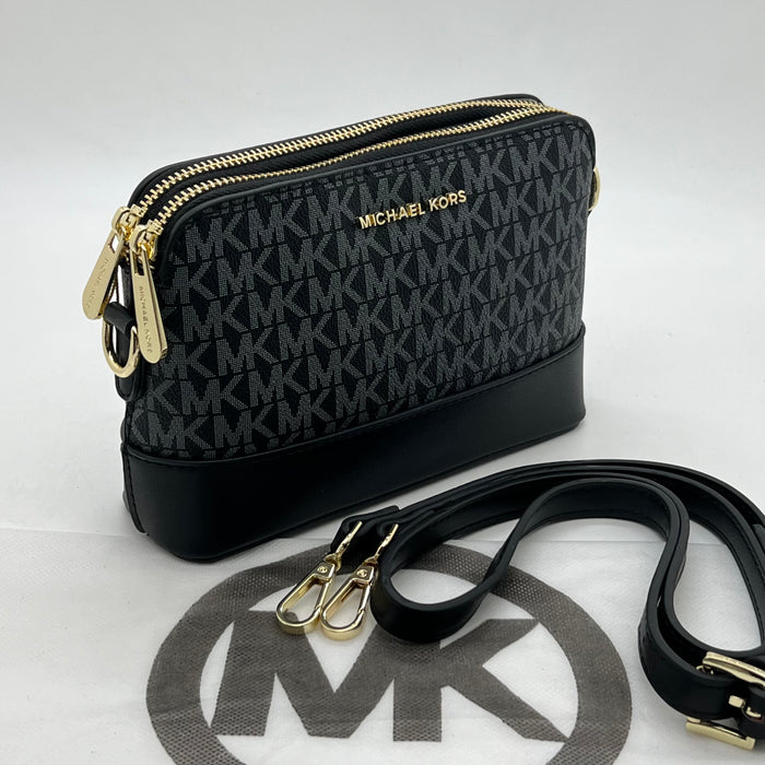 Michael Kors Signature Crossbody Bag – Double Zip MK Logo | Compact Shoulder Bag