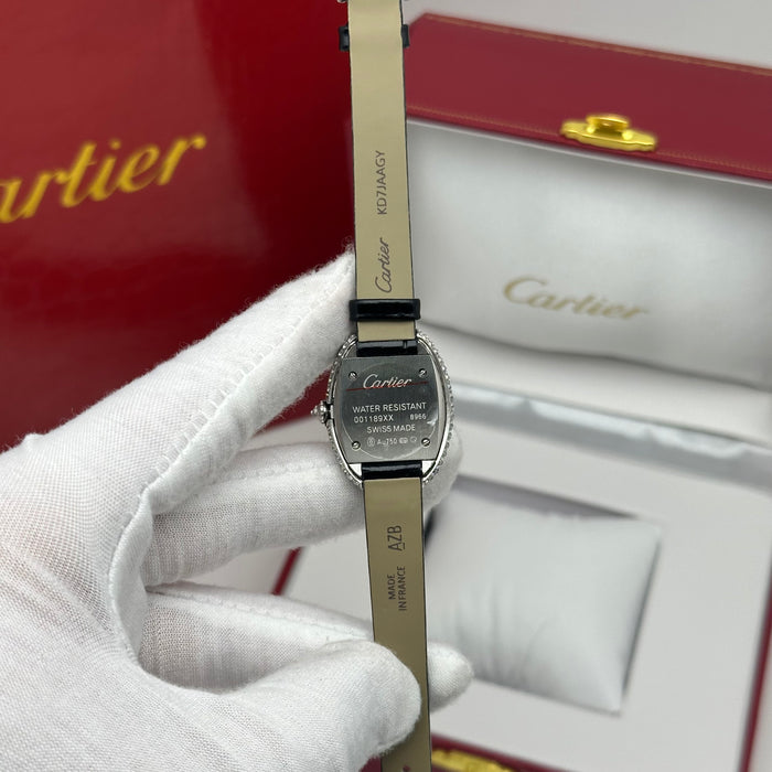 Cartier Baignoire Diamond Bezel 24MM – Black Strap Edition
