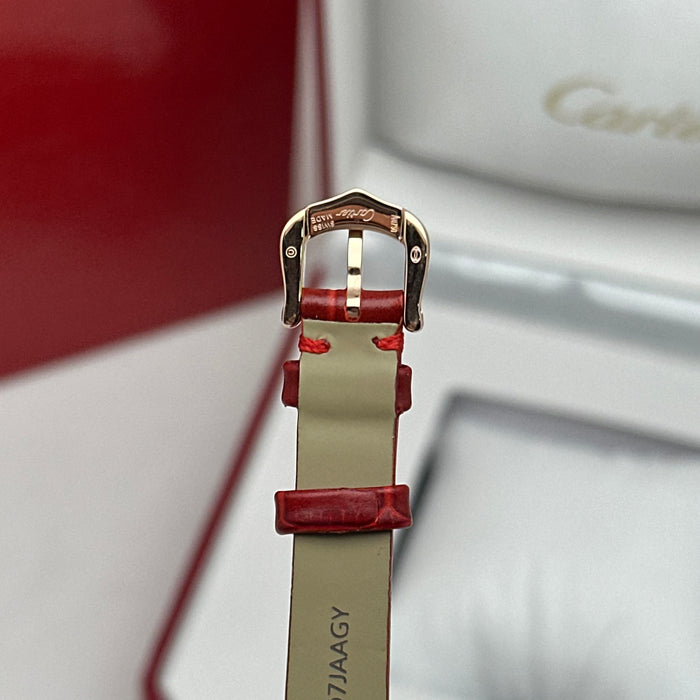 Cartier Baignoire Diamond Gold 24MM – Red Strap Edition