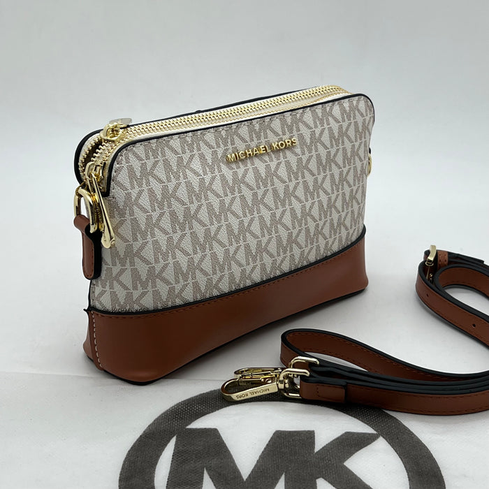 Michael Kors Signature Crossbody Bag – Double Zip MK Logo | Compact Shoulder Bag
