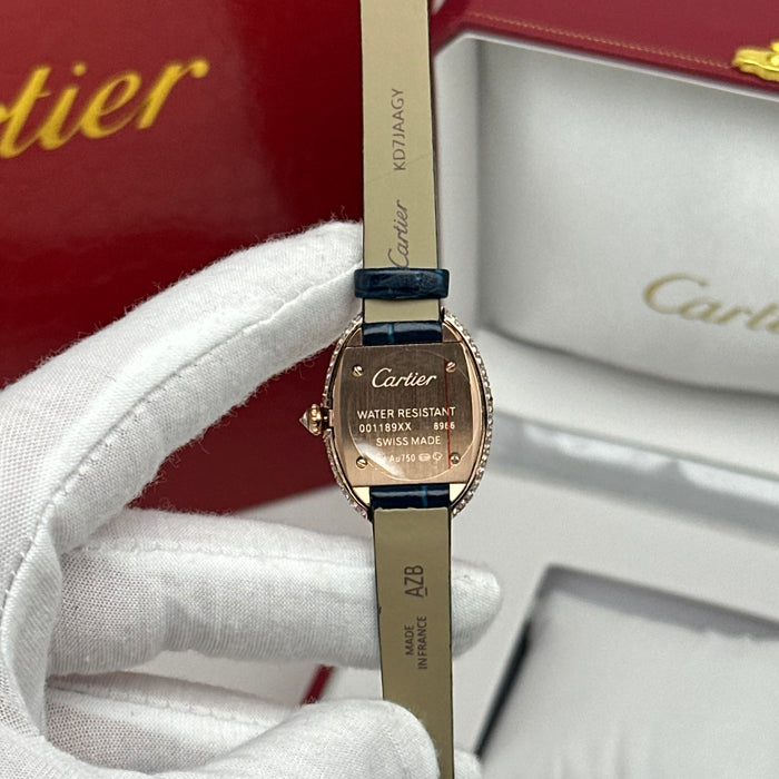 Cartier Baignoire Diamond Gold 24MM – Blue Strap Edition