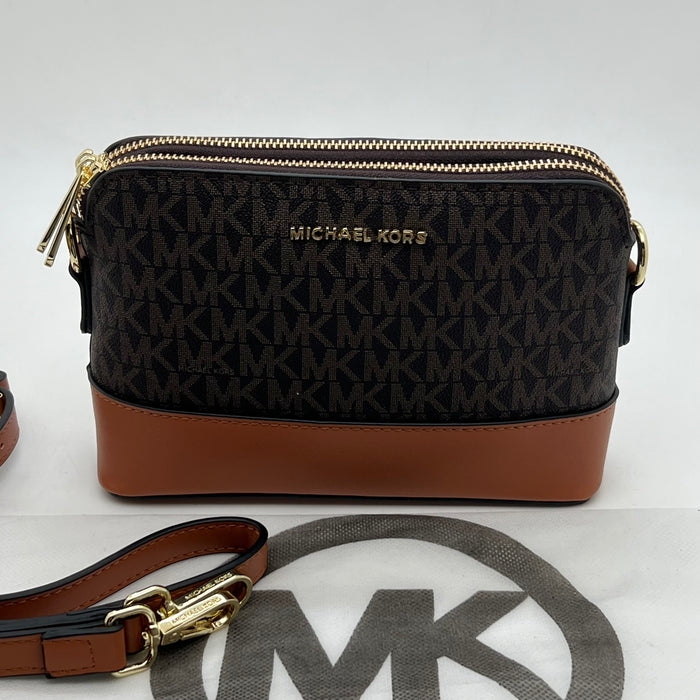 Michael Kors Signature Crossbody Bag – Double Zip MK Logo | Compact Shoulder Bag
