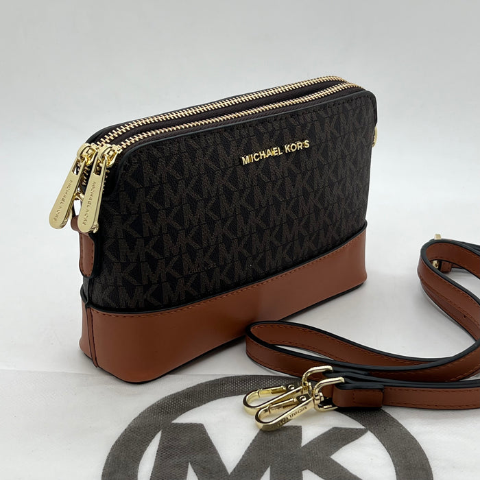 Michael Kors Signature Crossbody Bag – Double Zip MK Logo | Compact Shoulder Bag