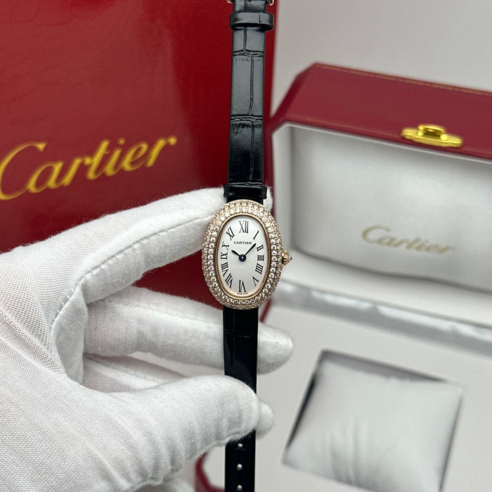Cartier Baignoire Diamond Gold – Black Strap Edition