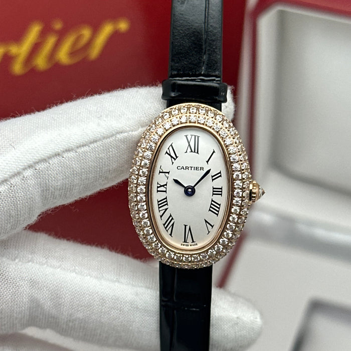 Cartier Baignoire Diamond Gold – Black Strap Edition