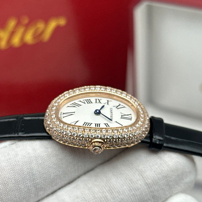Cartier Baignoire Diamond Gold – Black Strap Edition