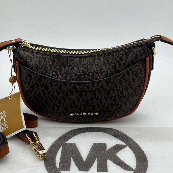 Michael Kors Crescent Crossbody Bag – Curved Shoulder Style | MK Signature & Leather