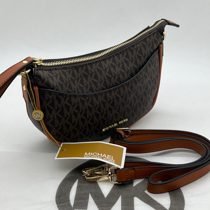 Michael Kors Crescent Crossbody Bag – Curved Shoulder Style | MK Signature & Leather