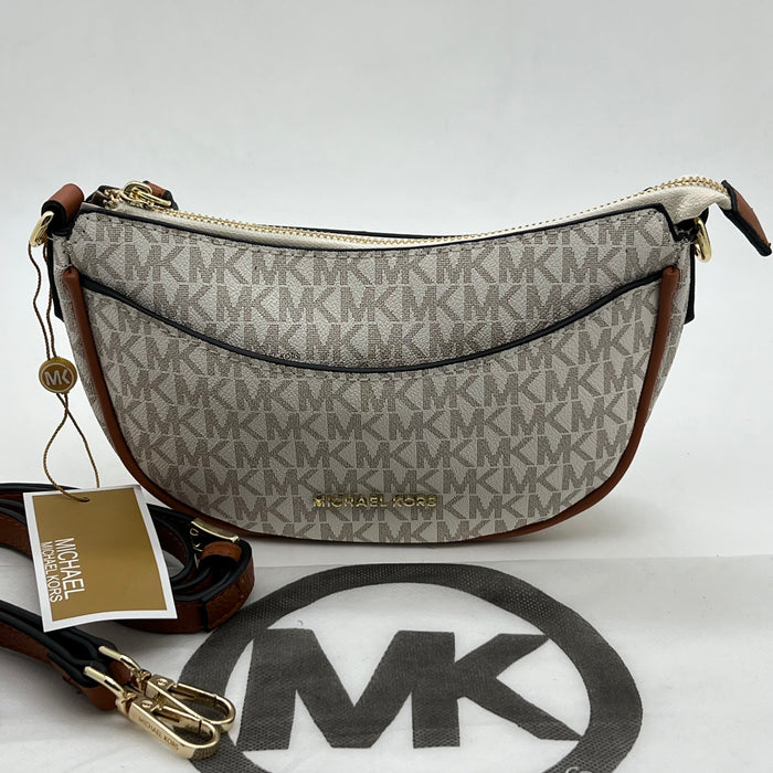 Michael Kors Crescent Crossbody Bag – Curved Shoulder Style | MK Signature & Leather