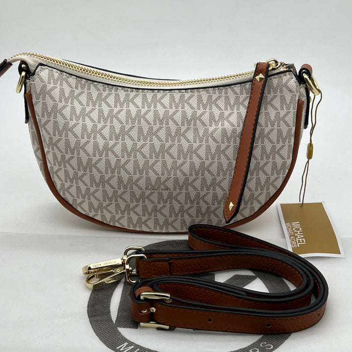Michael Kors Crescent Crossbody Bag – Curved Shoulder Style | MK Signature & Leather
