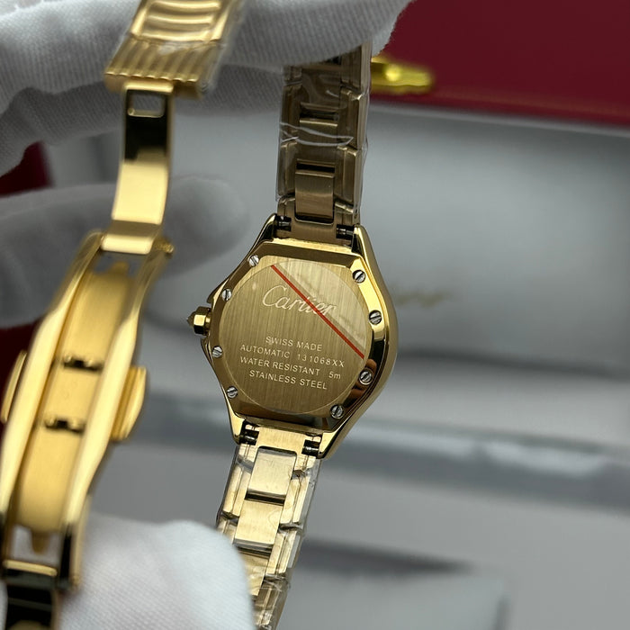 Cartier Panthère Style Diamond Watch 22MM – Green Dial Gold Bracelet