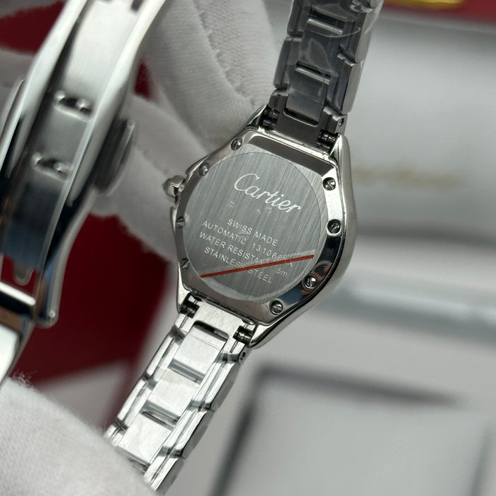 Cartier Panthère Style Diamond Watch 22MM – Black Dial Silver Bracelet