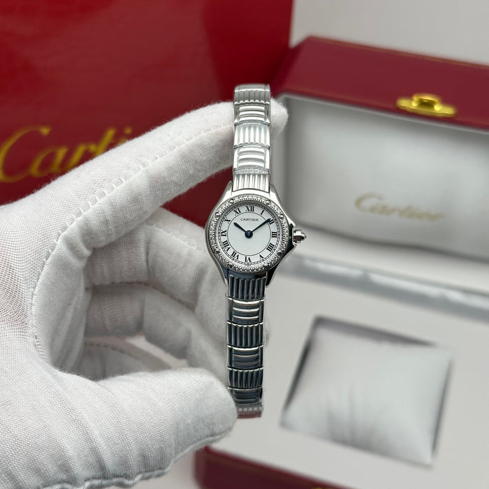 Cartier Panthère Style Diamond Watch 22MM – White Dial Silver Bracelet