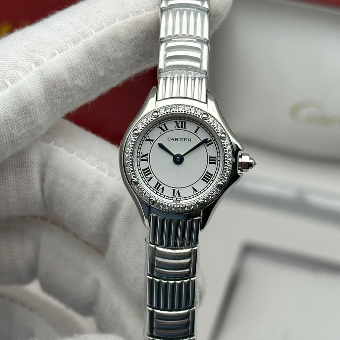 Cartier Panthère Style Diamond Watch 22MM – White Dial Silver Bracelet