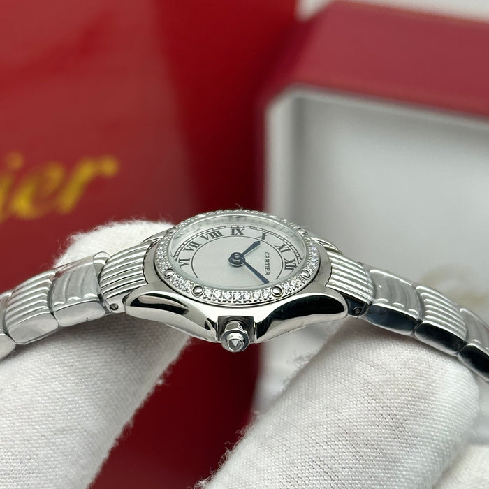 Cartier Panthère Style Diamond Watch 22MM – White Dial Silver Bracelet